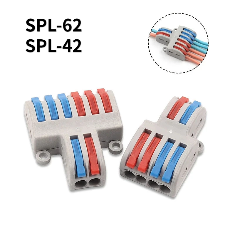 

2PCS SPL-62/42 New type 1pcs/lot Mini Fast Wire Connector Universal Wiring Cable Connector Push-in Conductor Terminal Block