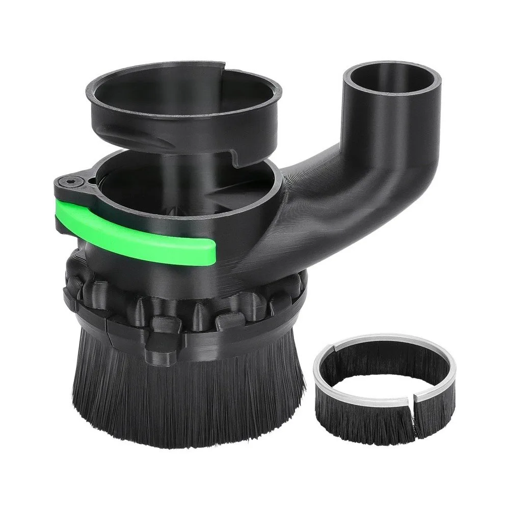 CNC Router Chip Collector Cover with 65mm and 69mm Inner Diameters Detachable Brush System and Green Fastening