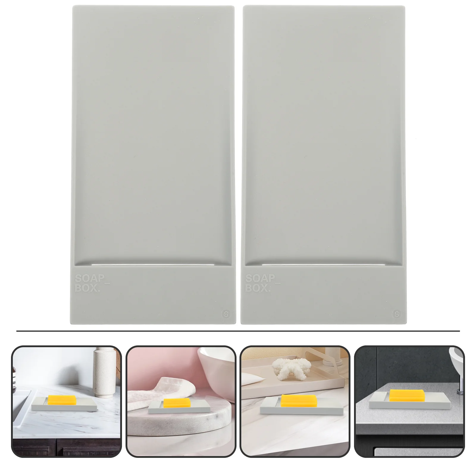 

2pcs Dish Tabletop Drainable Holder For Bathroom Kitchen Tpr Wear-Resistant Tray Household Soap Plate Countertop Soap Holder