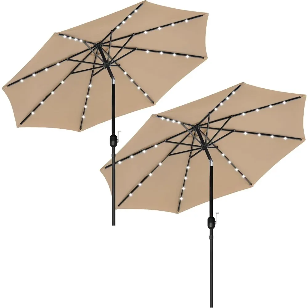 

9' Solar Umbrella 32 LED Lighted Patio Umbrella Table Market Umbrella for Garden, Deck, Backyard and Pool