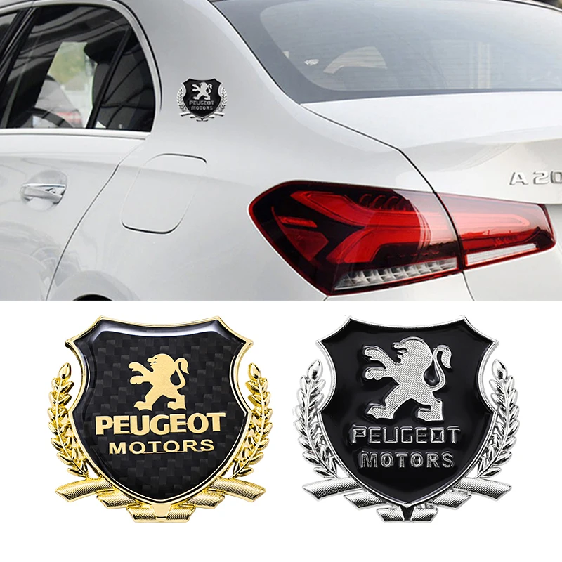 2Pcs 3D Metal Shield Styling Badge Car Stickers Exterior Parts Auto Accessories For Peugeot 206 307 308 3008 207 208 407 508 107