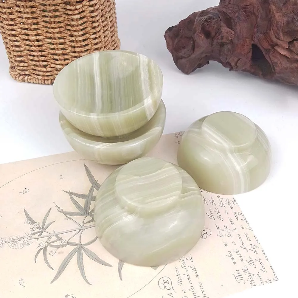 

Natural Crystal Afghan Jade Bowl Kitchenware Desktop Ornaments High Quality Polished Festival Gifts Spiritual Healing Energy