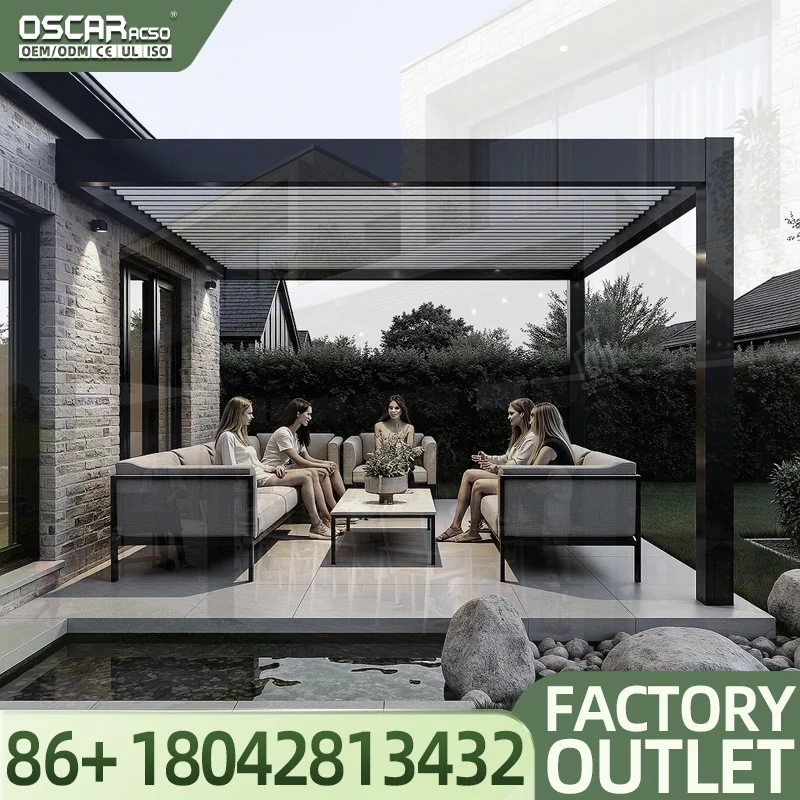 2025 Modern Motorized Aluminium Louvre Roof Kits for Garden Patio Outdoor Use Pergola