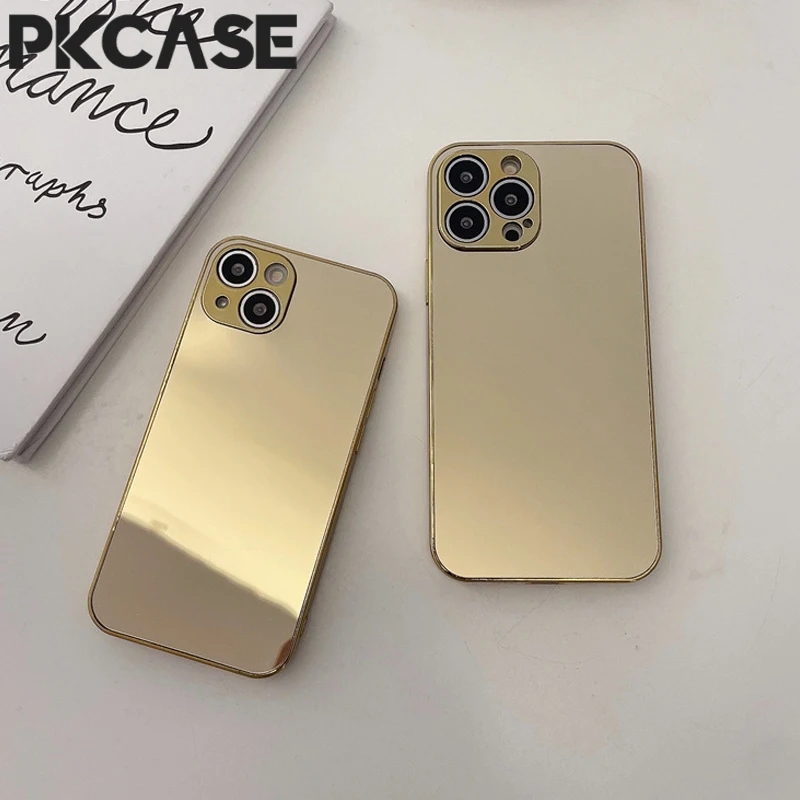 PKCASE Electroplated Mirror Phone Case For iPhone 17 Air 16 15 14 Plus 13 12 Pro Max Shockproof Protective Cover