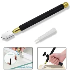 Utensile professionale per tagliare il vetro a 6 ruote con manico in mogano: rullo portatile, multifunzionale e ad alta resistenza per taglio di precisione