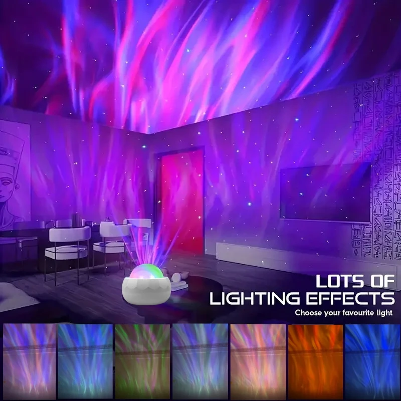USB Aurora LED Starry Ceiling Projection Lamp Auto Rotating Music Sync Stage Decor Night Light Remote Control Home Theater Light