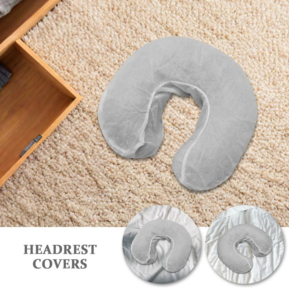 50Pcs Disposable Non-Woven U-Shaped Pillowcase Headrest Covers Breathable Hypoallergenic Latex-Free for Massage Spa Travel Salon