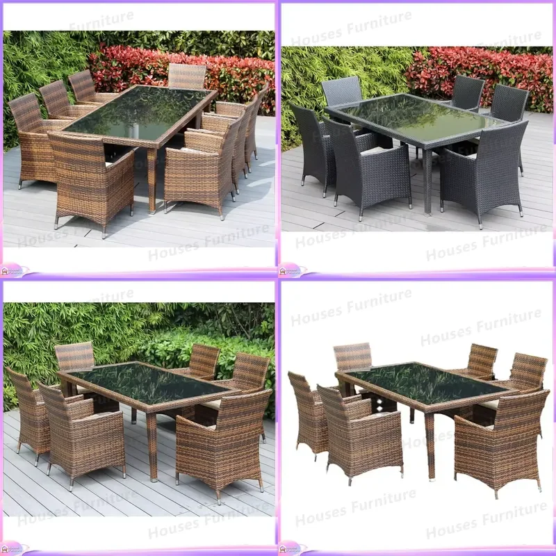 Outdoor Rattan Dining Set Waterproof Wicker Patio Furniture Garden Table and Chairs Sunproof Leisure Terrace Open Air Bistro