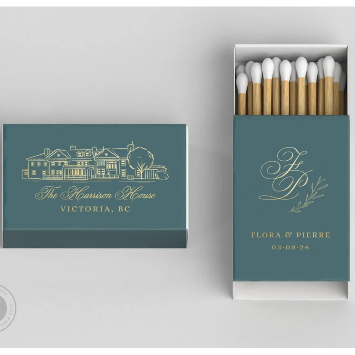 Foiled Wedding Matchboxes #29 - Custom Venue Wedding Matches, Matchbox, Wedding Match Favors, Match Boxes, Candle Matches, Brida