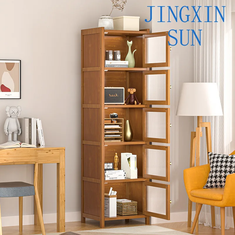 Bookshelf Floor-to-ceiling shelf Bookcase Locker Integrated against the wall Household simple small dust-proof crevice