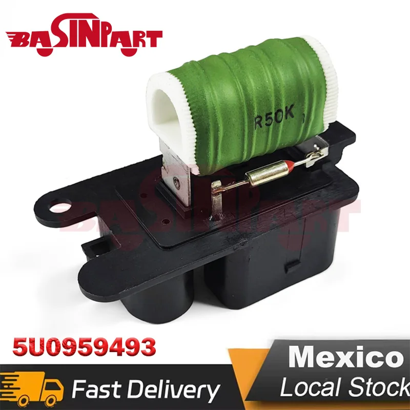 Nueva resistencia del Motor del ventilador del calentador 5U0959493 reemplazo de rendimiento estable de alta estabilidad para VW Volkswagen Golf CrossFox Saveiro