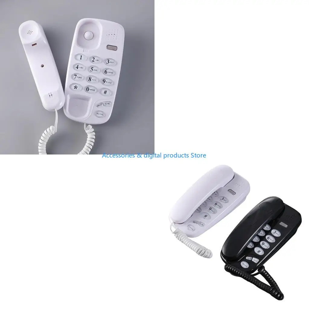 77JD Wall Phone Fixed Landline Wall Telephones with Mute and Redial Call Flash