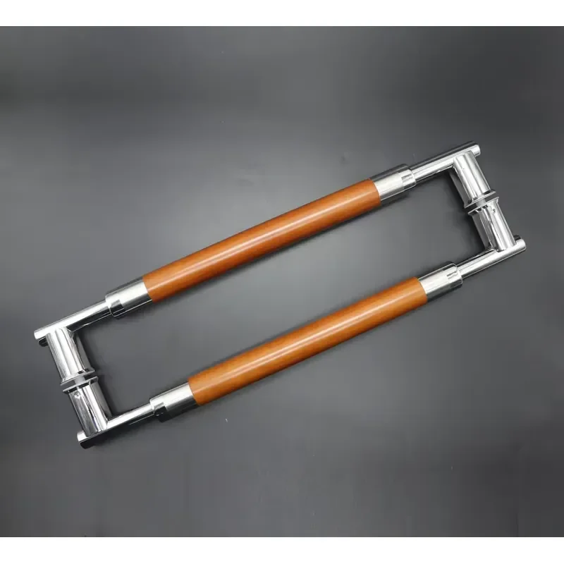 Stainless Steel Wooden Push Pull Door Handle Hardware Lever Handle Modern Interior Glass Door Handles