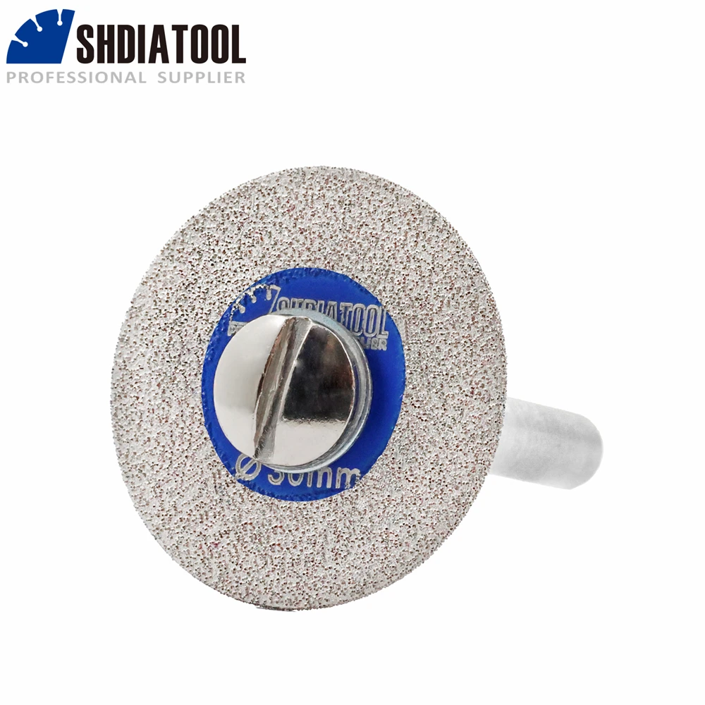 SHDIATOOL 30/40/50mm hoja de sierra de diamante grabado acrílico vástago extraíble Mini disco de molienda tallado de vidrio azulejo de cristal