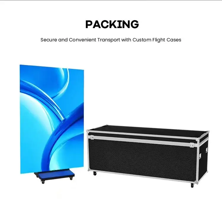 شاشة ملصق LED خارجية قابلة للتخصيص P1.25/P1.53/P1.86/P2/P2.5 عرض إعلاني محمول متحرك على الأرض