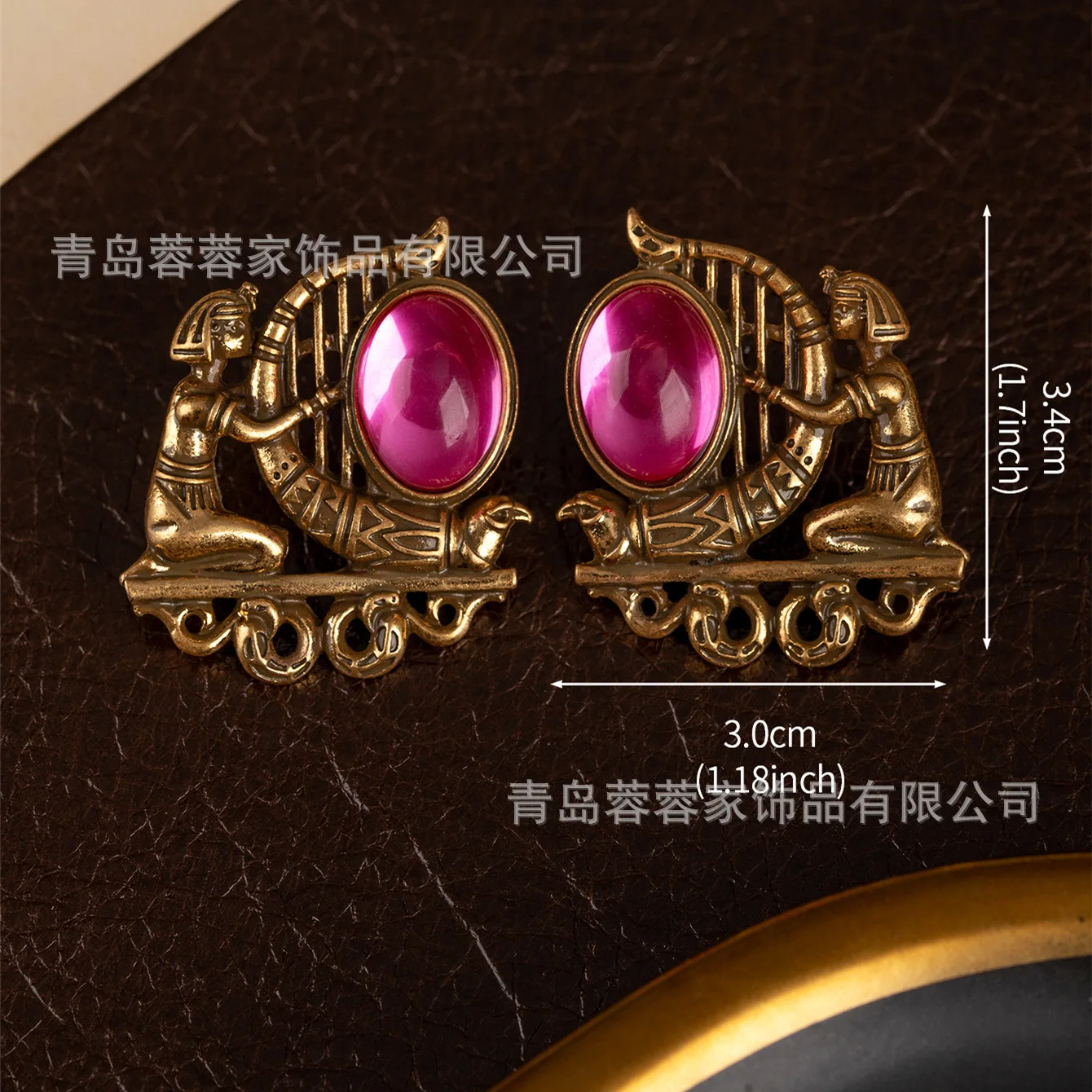Vintage Egyptian Pharaoh Revival Series Stud Earrings Gold Earrings