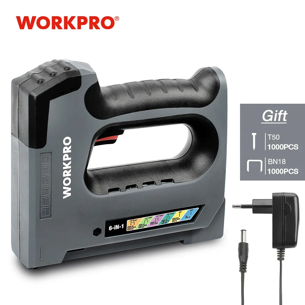 WORKPRO 5 In1 3.6V Heavy Duty Staple Gun Rechargeable Cordless Tacker For House Decor Renovations Upholstery, Decoration