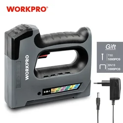 WORKPRO 5 en 1, 3,6 V, pistola grapadora resistente, tacker inalámbrico recargable para decoración del hogar, renovaciones, tapicería, decoración