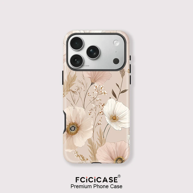 Fcicicase Magnetic Phone Case For iPhone 17 Air 16 15 Plus 14 Pro 13 12 Pro Max For Magsafe Shockproof Flower Acrylic Cover
