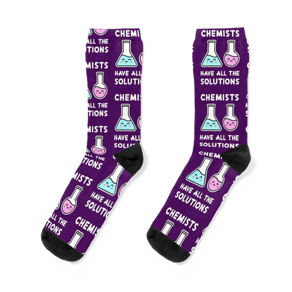 Funny Chemistry Pun. Chemists Have All The Solutions Socks funny gifts bright garter Male Socks Women's