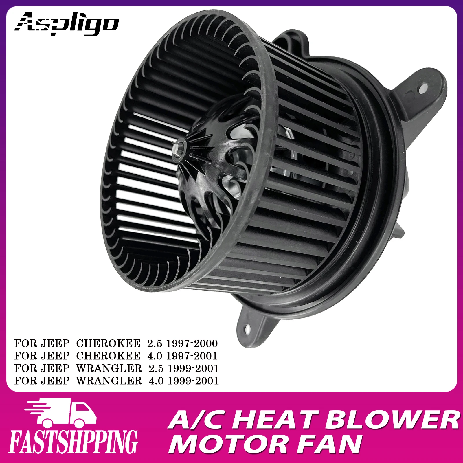 

Aspligo New Air Conditioning AC Heater Blower Motor Fan For Jeep Cherokee 2.5 4.1997-2000/For Jeep Wrangler 2.5 4.0 1999-2001