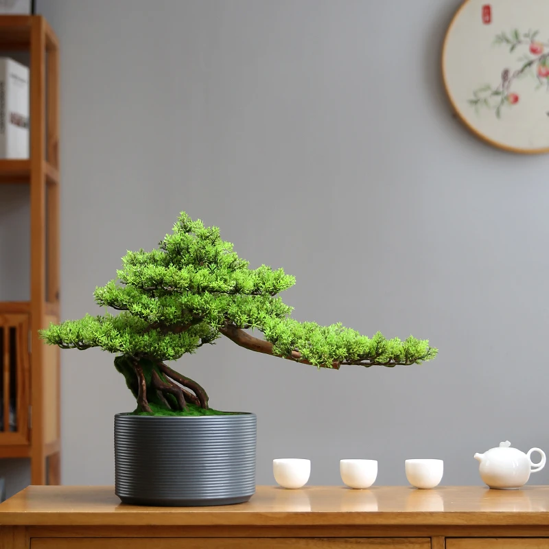 Welcome Pine Bonsai Decoration Imitation Plant Porch Cabinet Room Hotel Fake Pine Bonsai Landscape