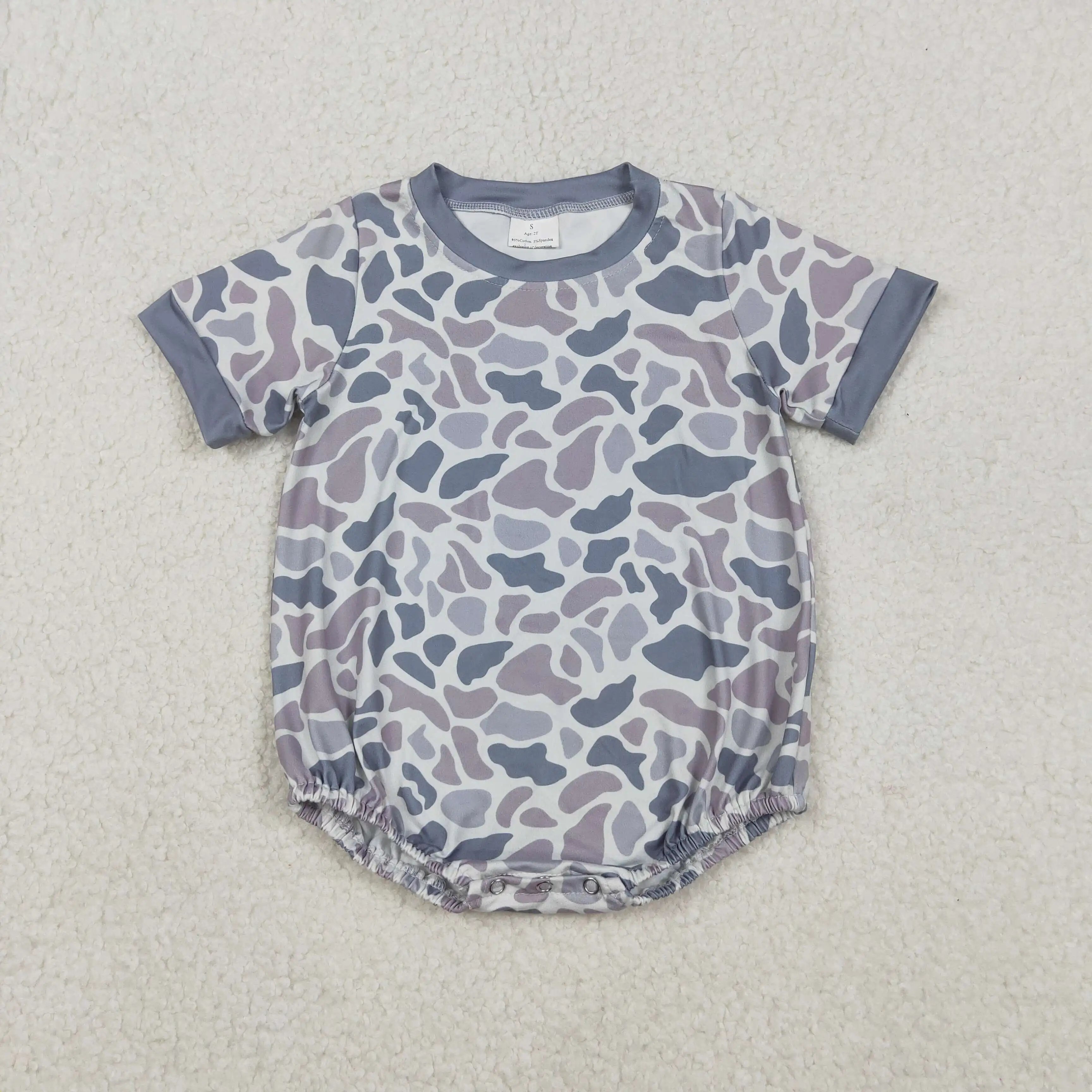 

Baby Boys Grey Camo Southern Print Short Sleeve Romper Boy's Outfit Comfortable Cotton Clothes for Infants