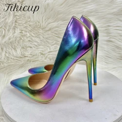 Tikicup Laser Silver Women Shiny Pointy Toe High Heel Wedding Party Bridemaids Shoes Sparkly Ladies Classic Stiletto Pumps