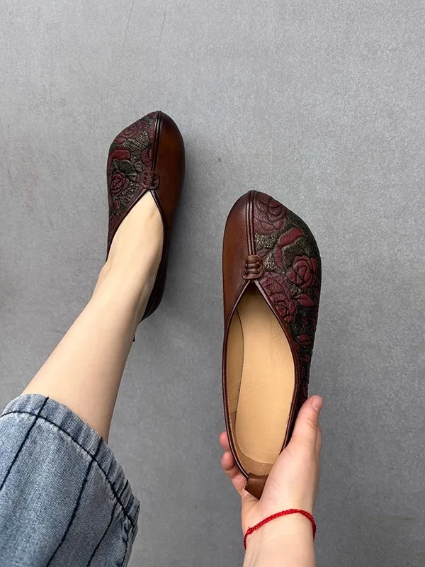 2025-primavera-estate-nuovo-sle-donna-in-pelle-tacco-medio-splicing-etnico-slip-on-single-oes-ricamo-floreale-gomma-antiscivolo