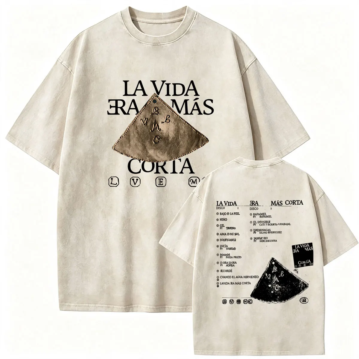 Milo J Vintage Washed Cotton T Shirt La Vida Era Mas Corta Album 2026 Graphic T-shirts Men Women Hip Hop Loose Oversized T-shirt