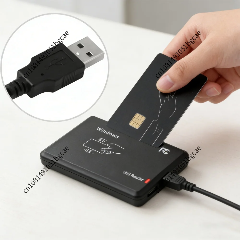 Contactless IC Card Reader Writer with LED Indicator/Buzzer RFID IC Card Reader Compatible for Windows Linux MacOS
