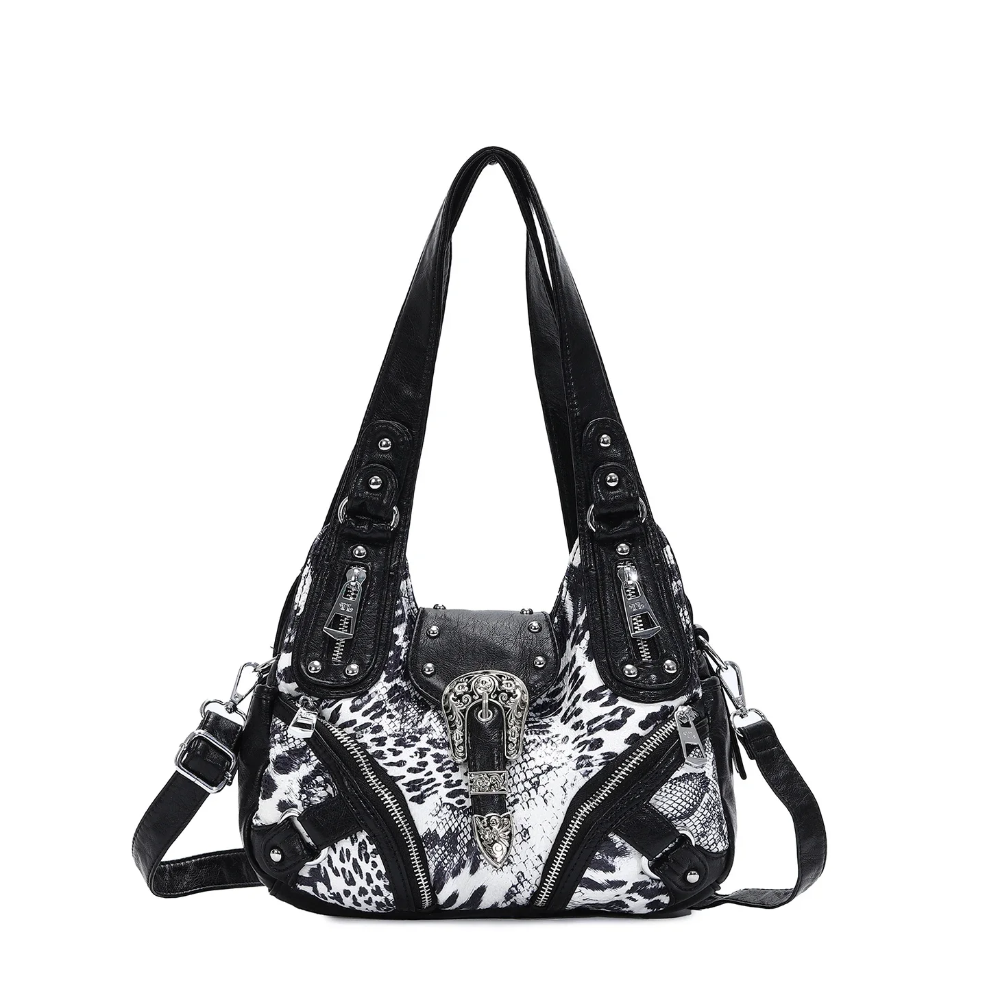 Y2K Leopard Print Women Bag Color Block Splicing PU Tote Bag Vintage Hot Girl Casual Versatile Shoulder Handbag Unique Women