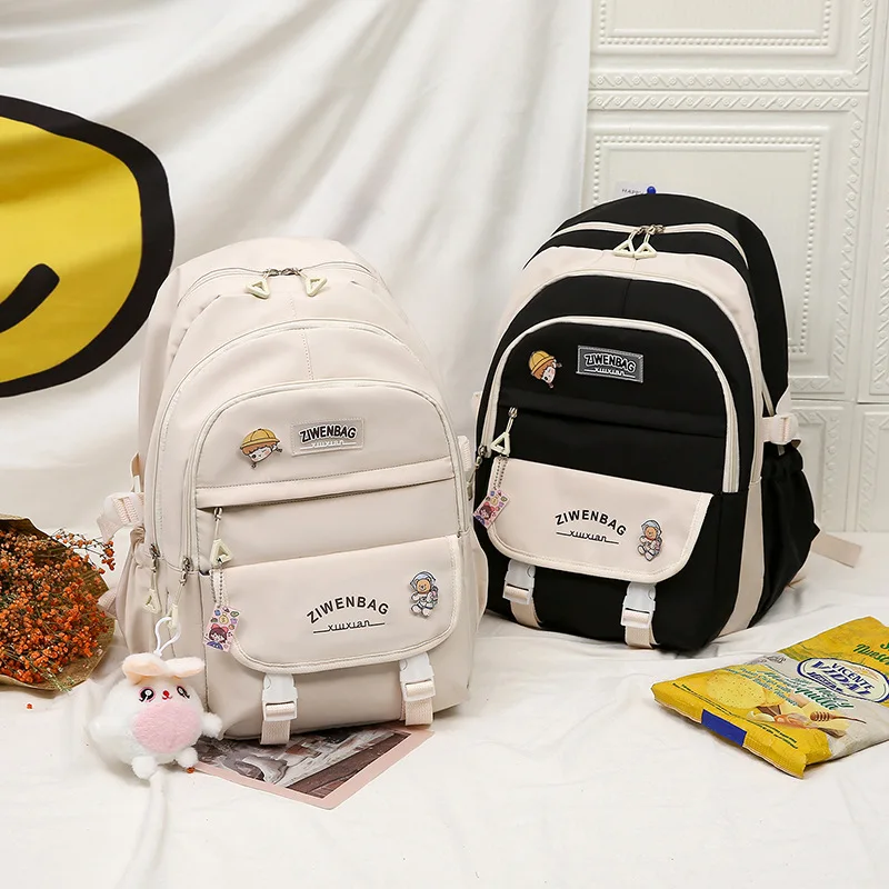 大容量かわいい女性マルチポケットナイロンバックパックイン中学生スクールバッグ女性ガールバックパックラップトップブック