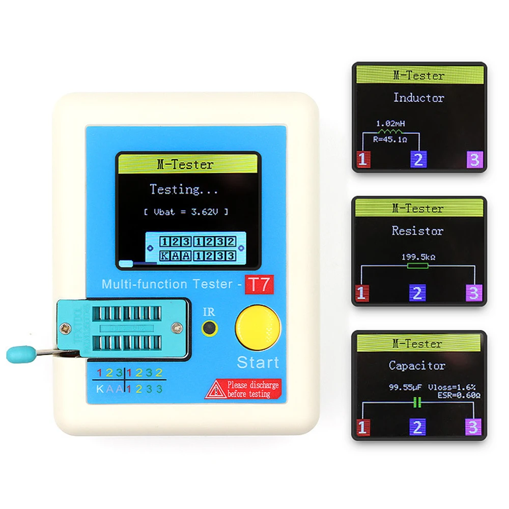 LCR-T7 New Transistor Tester TFT Diode Triode Capacitance Meter LCR ESR Meter NPN PNP MOSFET IR Multifunction Tester Multimeter