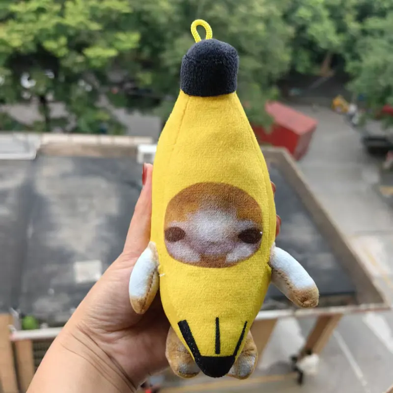 17cm Banana Cat Doll Pendant Keychain Crying Happy Banana Cat ,1pcs/pack