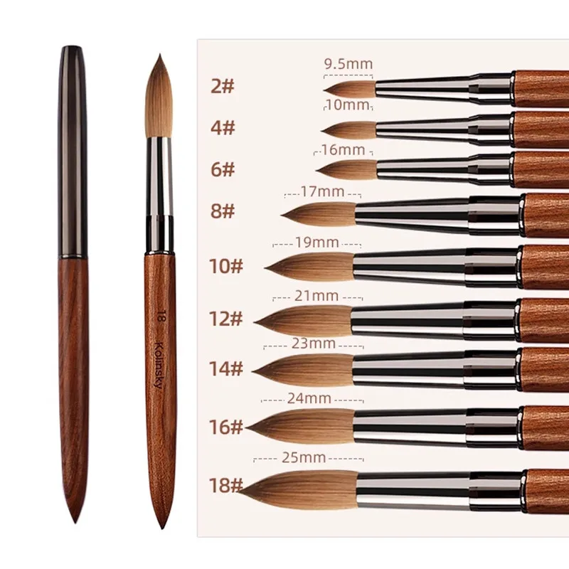 

100% Pure Kolinsky Nail Brush Silver UV Gel Polish Nail Art Extension Builder Manicure Nail Pen Painting Drawing Brushes
