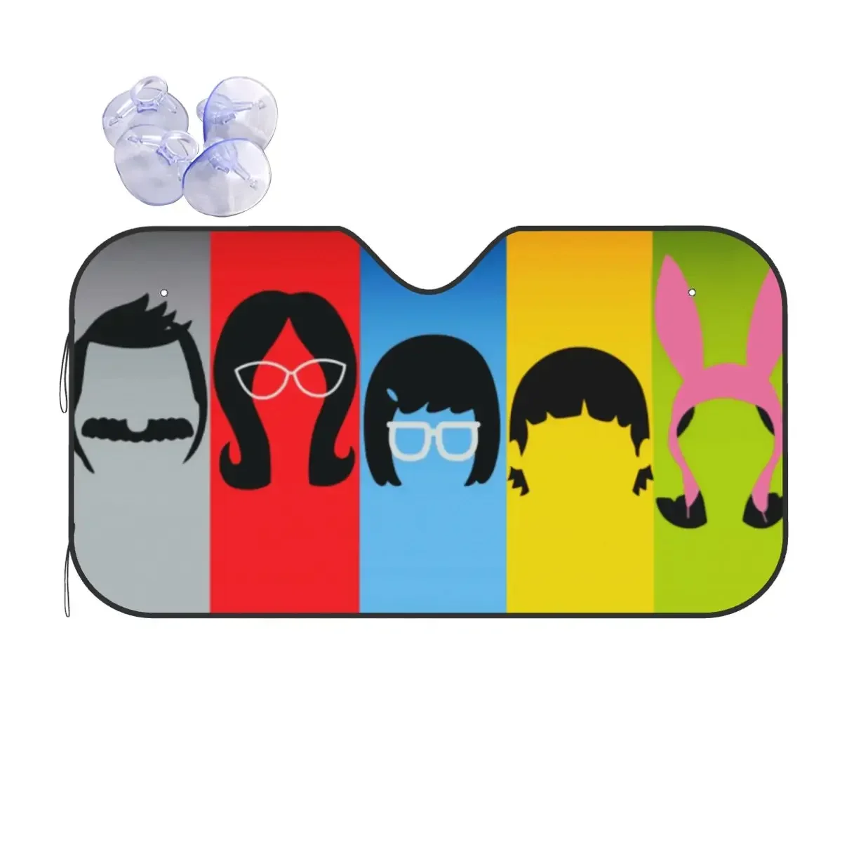 

Bobs Burgers Cartoon Plaid Windshield Sunshade Anime Polyester Cover Front Block Window 70x130cm Sunshade Visor Car-styling