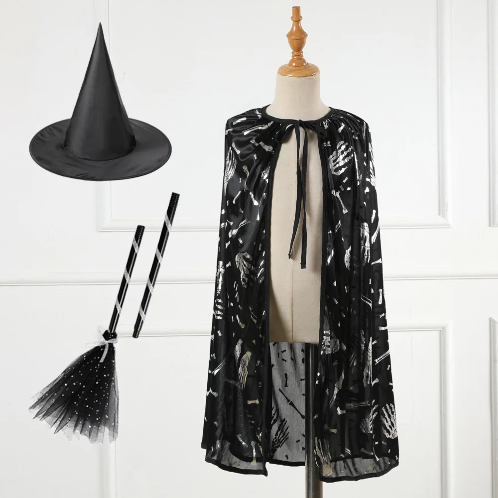 Heksenhoed Trick Or Treat Sterrenhemel Gradiënt Heksenbezem Rekwisieten Kinderen Heksenkaap Mysterieus Voor Kleuterschool Drag Show Familie