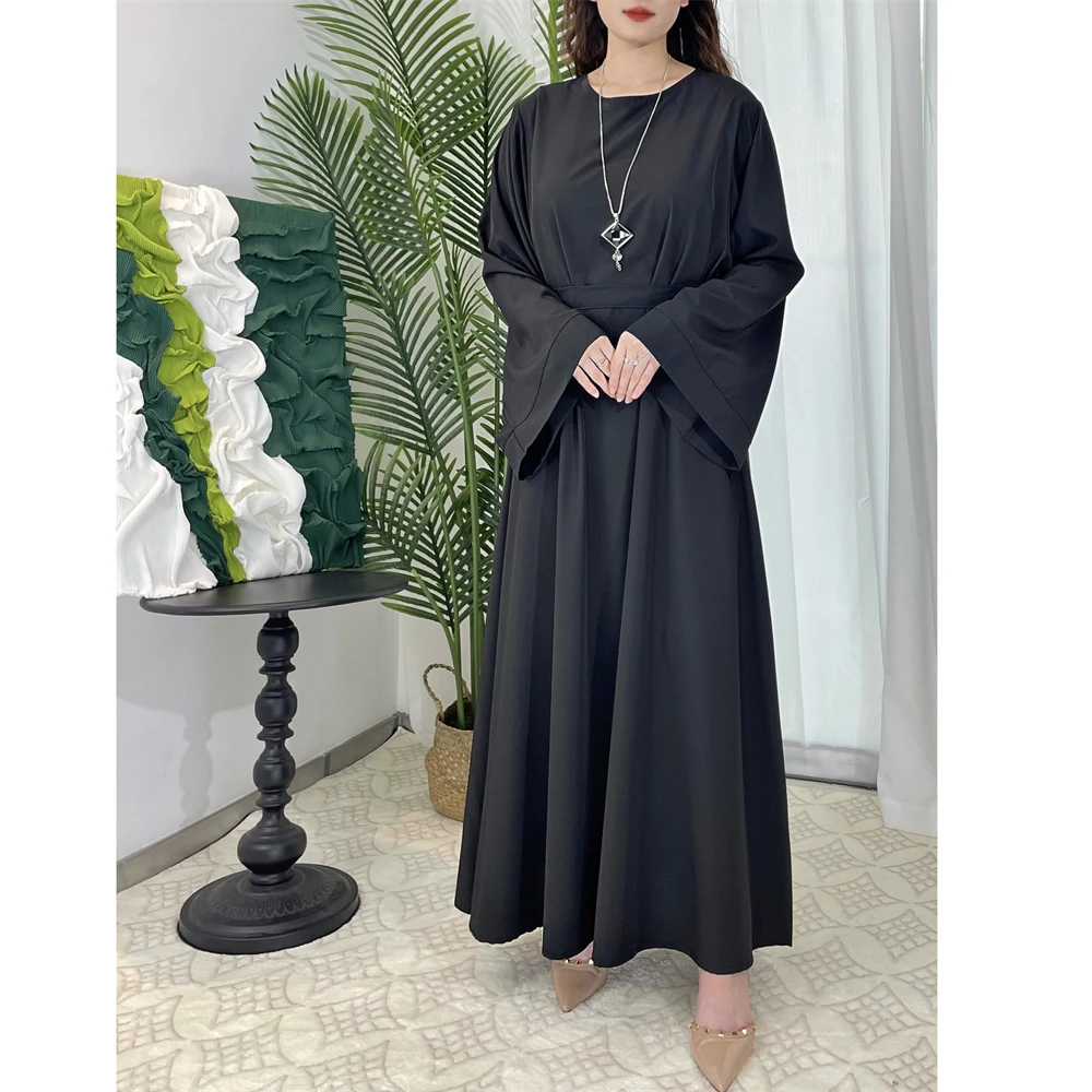 

Middle East Muslim Women Belted Maxi Dress Eid Ramadan Islamic Clothing Dubai Abaya Turkey Kaftan Saudi Arabic Robe Vestido Gown