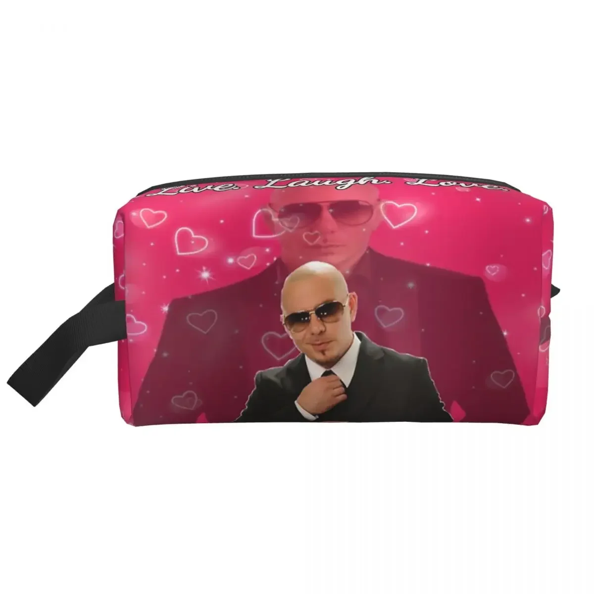 Mr. World Rapper Pitbull Says Travel Toiletry Bag Women To Live Laugh Love Makeup Cosmetic Organizer Beauty Storage Dopp Kit