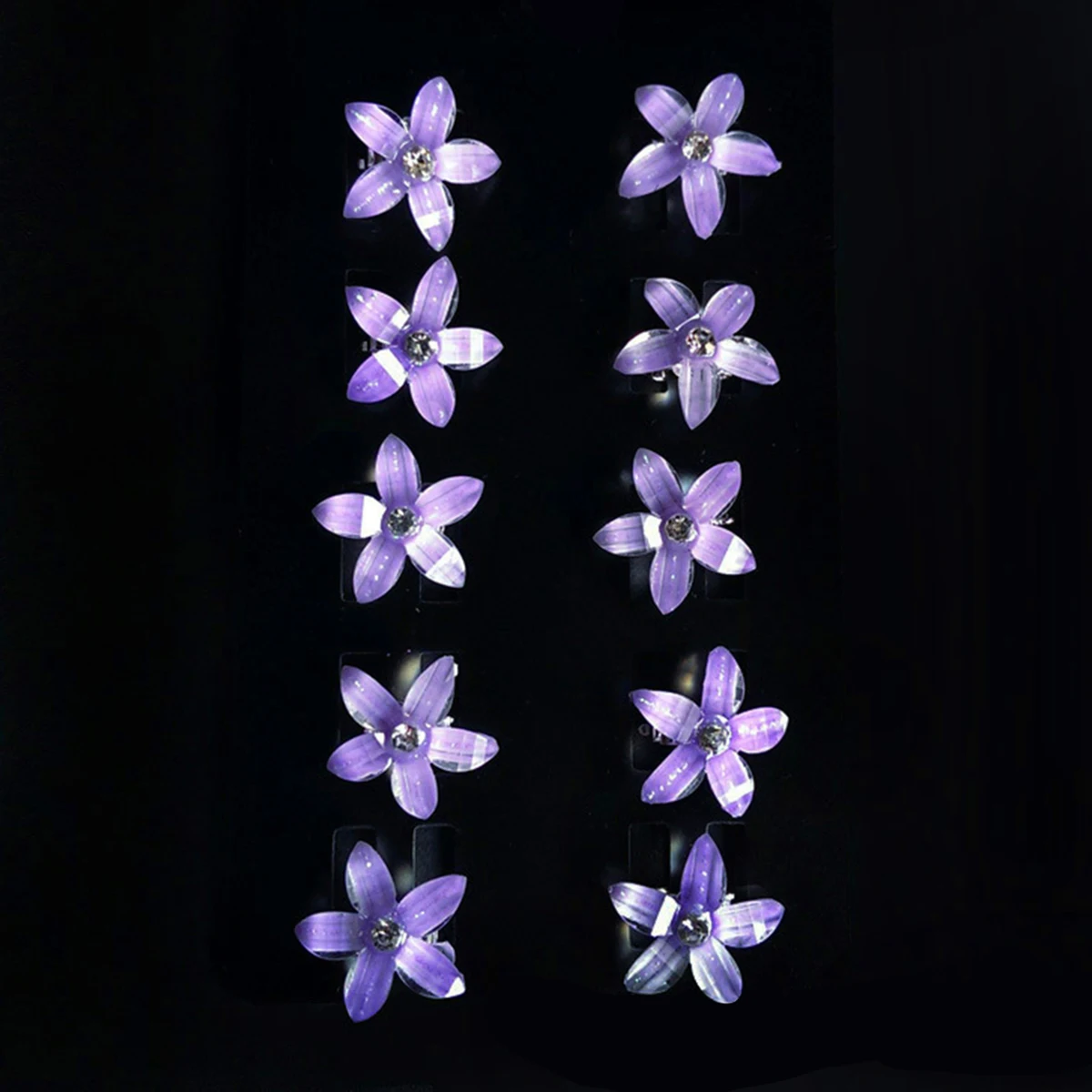 10pcs Purple Metal Rhinestone Hairpin Women Girls Decorative Hair Accessories Resin Flower Girls Braid Hairpin Accessories