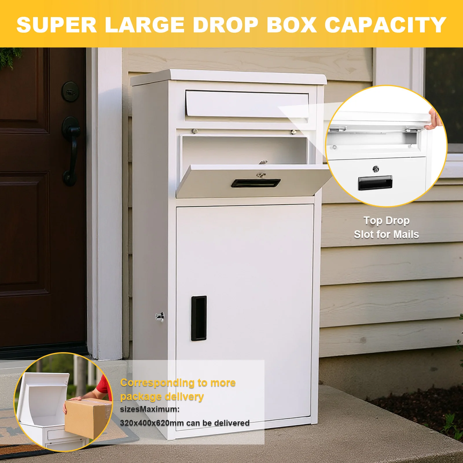 

Package Delivery Box with Lockable Secure Outdoor Package Delivery Waterproof Package Drop Container for Home Office Apartment