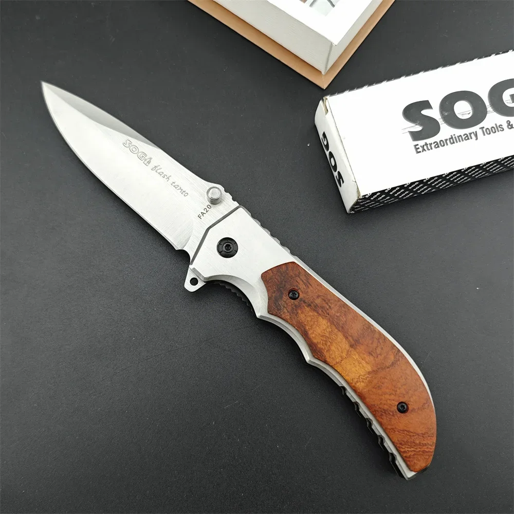 TOPS FA05 FA20 Pocket Flipper Folding Knife 5Cr13Mov Blade 420 Steel with Colored Wooden Handle Outdoor Tactical Knife EDC Tool