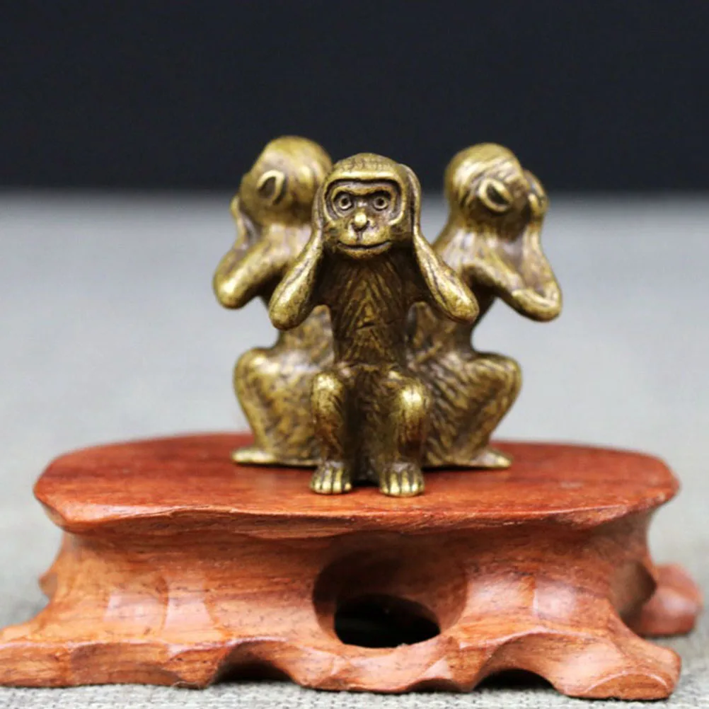 

1Pcs Majestic Copper Monkey Figurine Three Monkey Statues Home Decor Collection