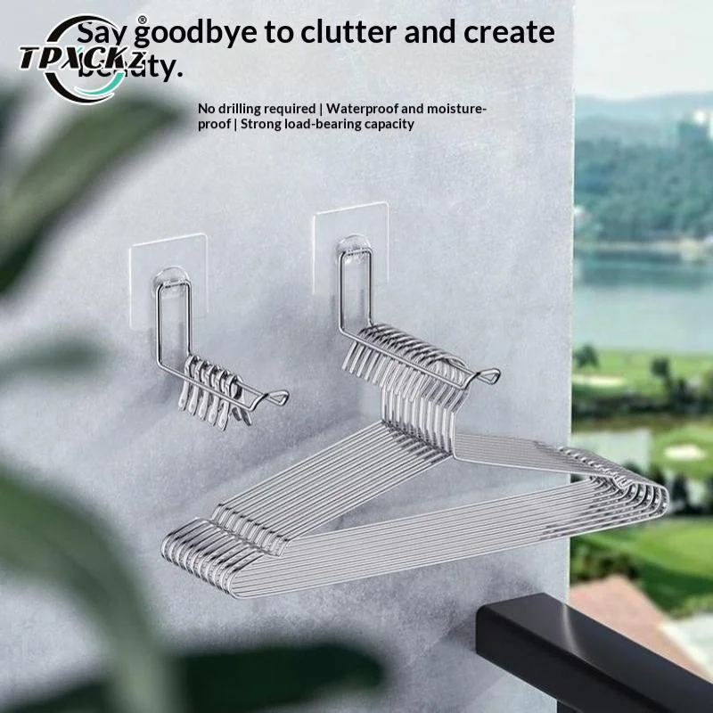 SL Versatile Wall Mounted Foldable Clothes Hanger Rack Windproof Antislip Space Saving Organizer