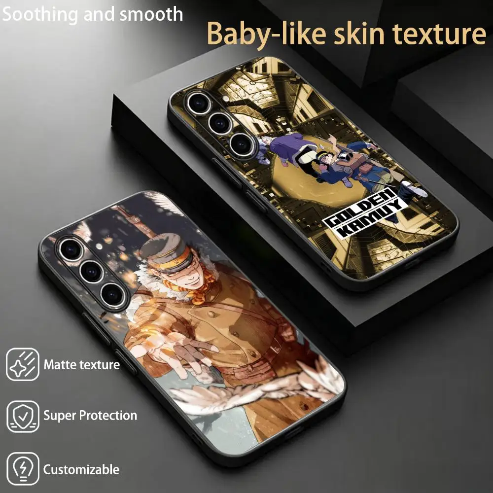 anime GOLDEN KAMUYs anime pattern  Phone Case For Samsung Galaxy S26 S25 S24 S23 S22 S21 Plus Ultra Note20 Soft Black