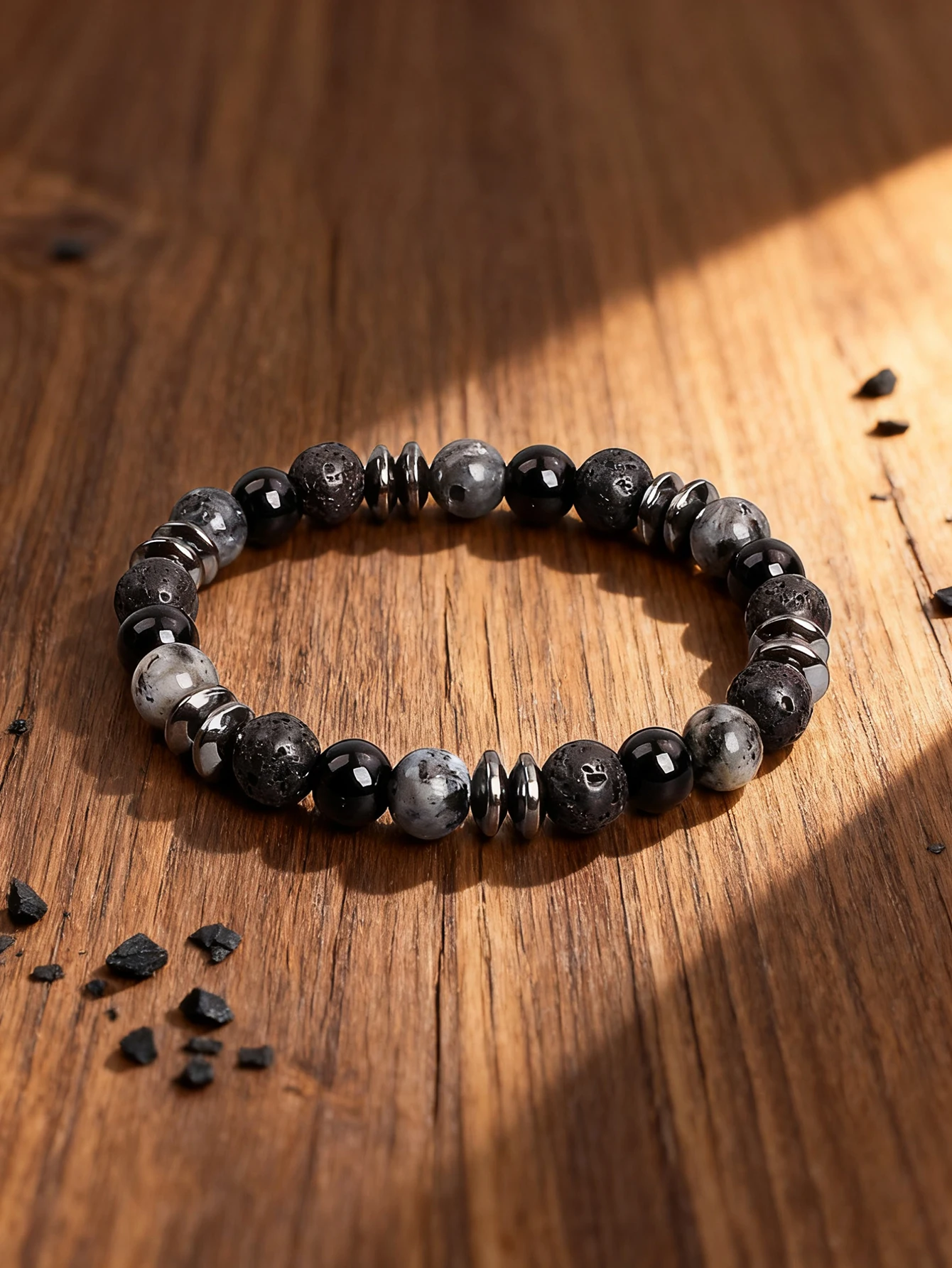 

Natural Stone Bracelet Labradorite Onyx Lava Stone Hematite Beads Healing Crystal Vigour Protection Strength & Grounding Jewelry