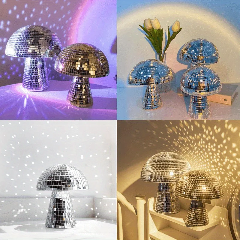 Reflective Mirror Mushroom Disco Ball Ornament Creative Bouncing Di Ornament Home Bar Club Party Art Wall Hanging Decor Ornament