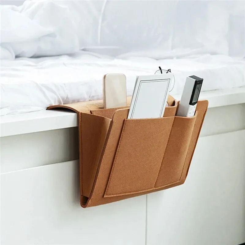 Baby Bed Bag Felt Bedside Storage Organizer Sofa TV Remote Control Hanging Couch Storage Organizer Bed Holder Pockets