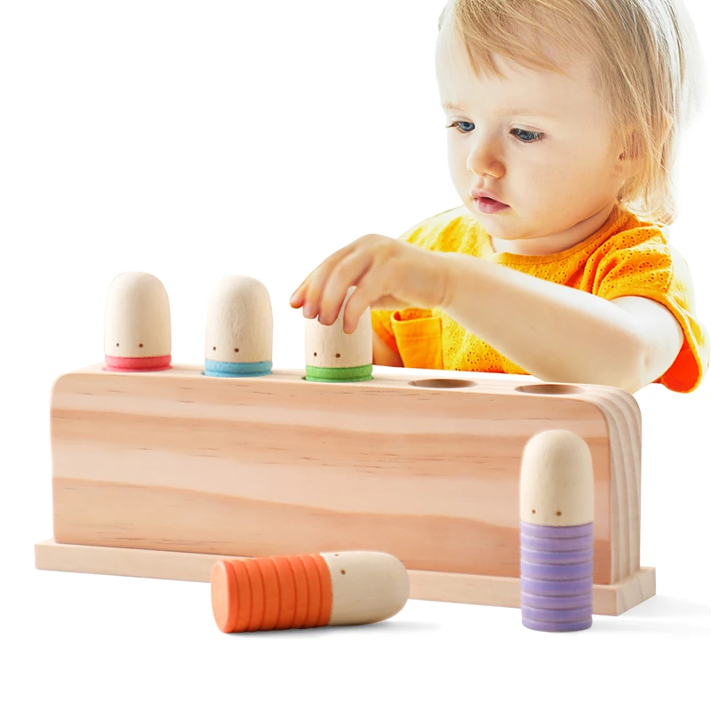 Wooden Baby Toy Bouncing Toys Montessori Children Colour Training Tool Early Newborn Hand Eye Coordination Sensory Training Gift